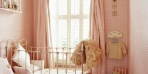 gingham window treatment girls room