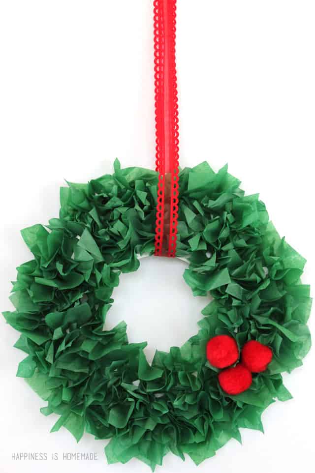 Kids Christmas Craft Tissue Paper Wreath