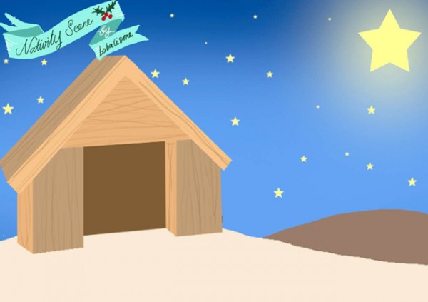 Free nativity paper doll printables backdrop featured on Design Dazzle