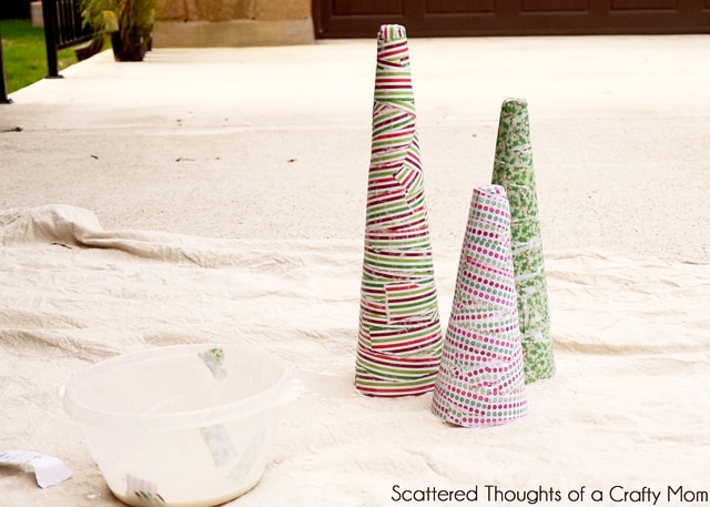 Paper Mache Christmas Cones featured on Design Dazzle