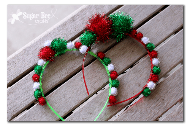 Holiday Headbands are too cute to pass up this Christmas! A great kids craft for the holidays featured on Design Dazzle