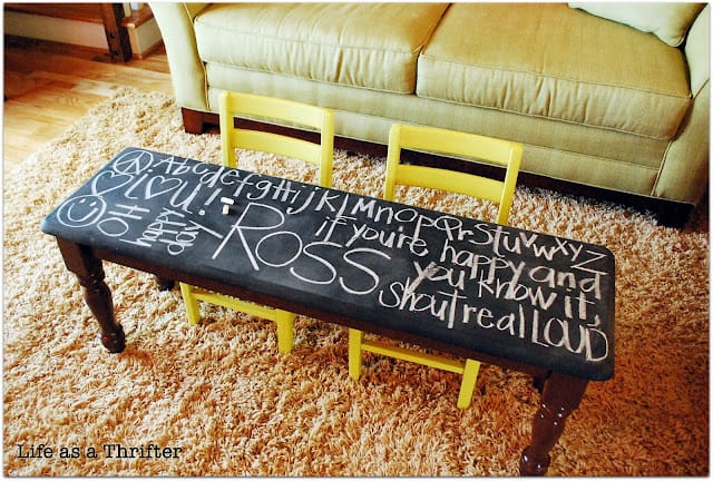 Genius Chalkboard Coffe Table by Life as a Thrifter! Love this idea!