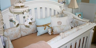 Baby Boy Nursery Stripes Toile Design Dazzle