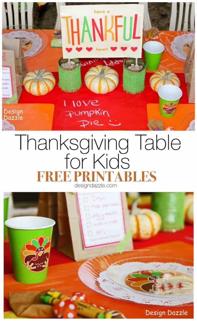 Thanksgiving table for kids: have a thankful heart free printables - Design Dazzle