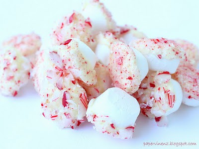 Marshmallows Dipped in Peppermint Bark featured on Design Dazzle