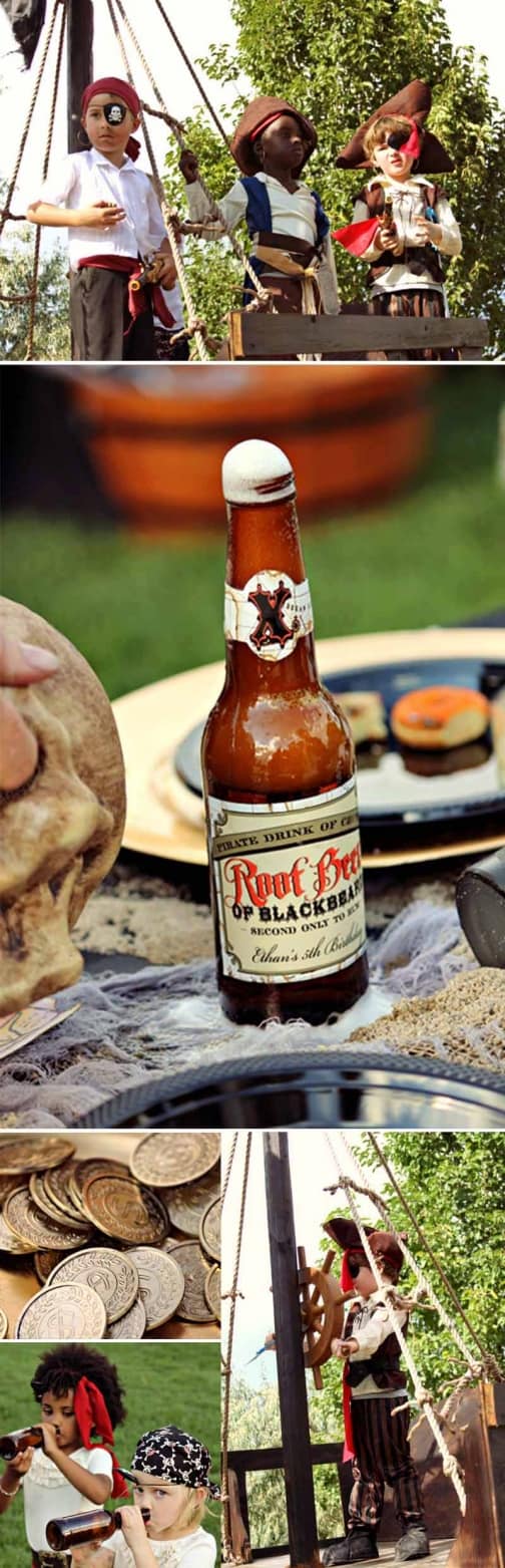 Ahoy Mates! Pirate Party custom root beer labels by Loralee Lewis! Fun filled Party that is full of buried treasure and adventure on the high seas!