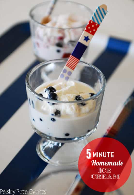 5 Minute Homemade Ice Cream that is perfect for the summer! Your kids will LOVE to make it and LOVE eating it even more!!