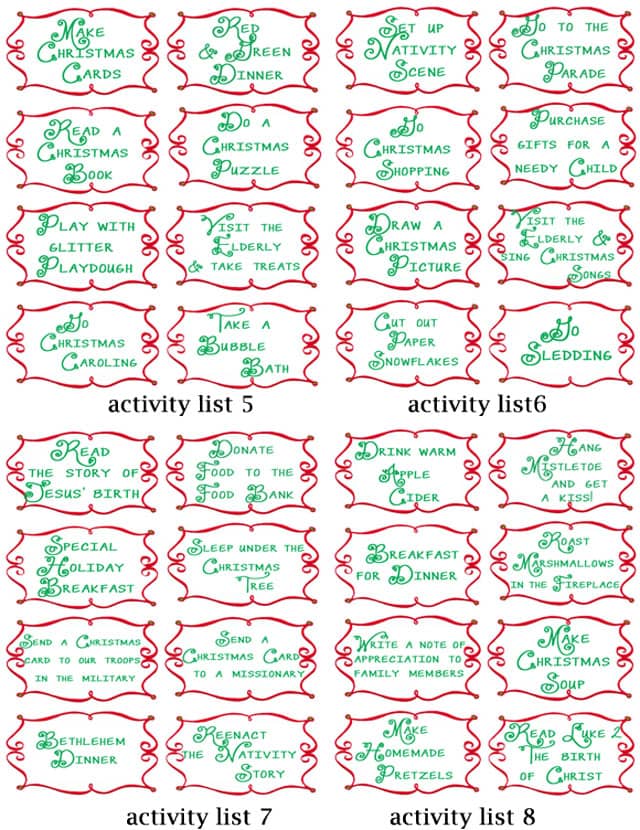 Advent Countdown Calendar including 100 activities - FREE Printables - Design Dazzle