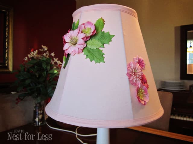 add flowers pink lamp shade