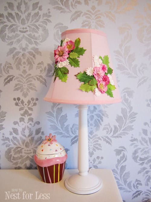 Anthro Inspired Flower Lamp Shade! Easy DIY project for a little girls room featured on Design Dazzle