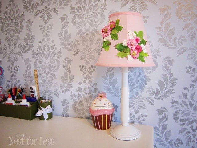 Anthro Inspired Flower Lamp Shade! Easy DIY project for a little girls room featured on Design Dazzle