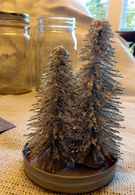 Ball jar christmas trees DIY Snow Globes featured on Design Dazzle