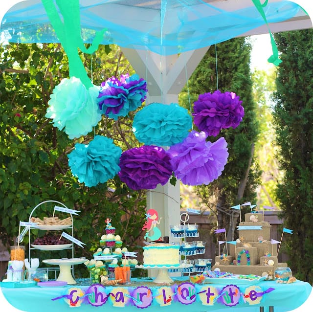 Mermaid Party Dessert Table by Shara Bachman. Delicious treats to accompany a celebration Under the Sea! Plus tons of other Mermaid ideas!