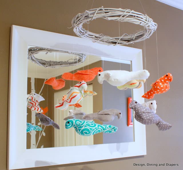 Bird-Themed Nursery by Taryn at Designing, Dining + Diapers! DIY Bird Mobile that is perfection!