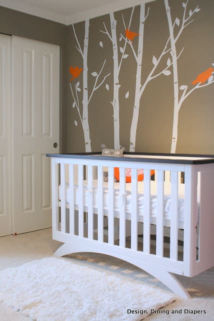 Bird Themed Room by Taryn Designing, Dining, + Diapers. Wall Paint: Eddie Bauer Java at Lowes