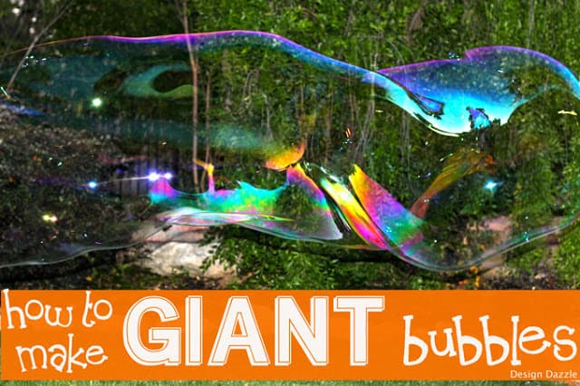 Perfect summer and fall activity for kids! Giant Bubbles!! More fun than kids will know what to do with!! Secret ingredient to make giant bubbles! | Design Dazzle 