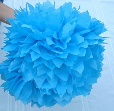 12 Baby Blue Tissue Pom Poms