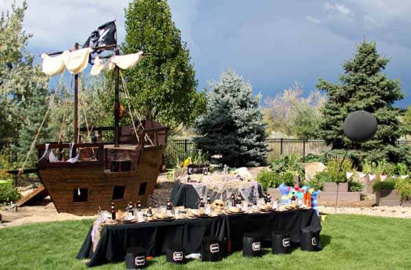 Ahoy Mates! Pirate Party table display by Loralee Lewis! Fun filled Party that is full of buried treasure and adventure on the high seas!