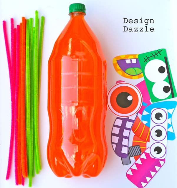 Free Halloween Printable: Mr. Sodahead. Fun to give as a "Booed" gift or use the monster faces to decorate pumpkins! Design Dazzle #freeprintables #halloweenprintables #monsters Halloween Mr Sodahead, pipe cleaners, printables, free, soda, orange soda, boo