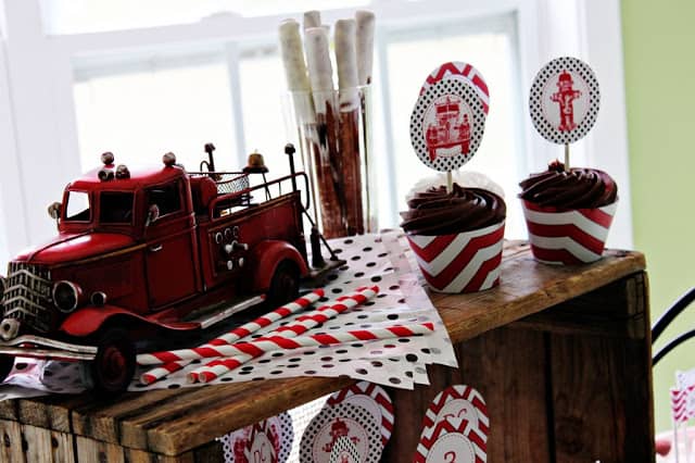 Vintage Firetruck Party by The English Pea! Cupcake toppers really add some great firetruck detail! Vintage Firetruck Party by The English Pea! Cupcake toppers really add some great firetruck detail!