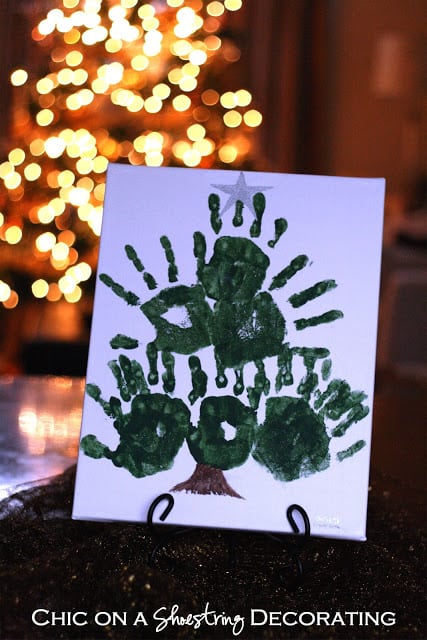 xmas tree art 4 Fun hand print Christmas trees your kids can make!