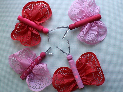 valentine's day crafts for kids - doily butterflies