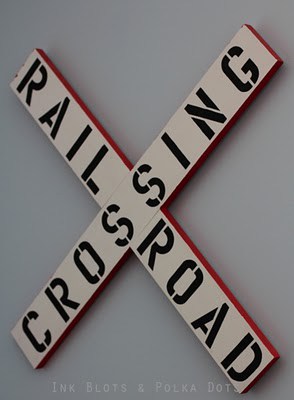 DIY Railroad Crossing Sign! Train themed kids rooms that will makes any kids dreams come true! Featured on Designdazzle.com