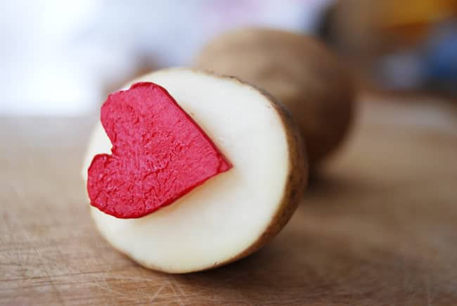 valentine's day crafts for kids - potato stamps