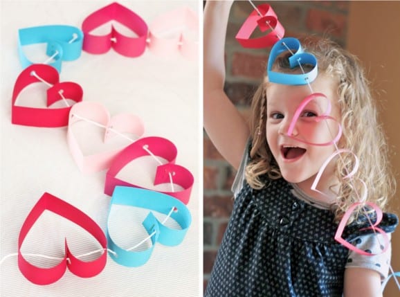 Valentines day crafts for kids - heart garland