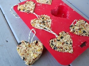 valentine's day crafts for kids - heart shaped bird feeders