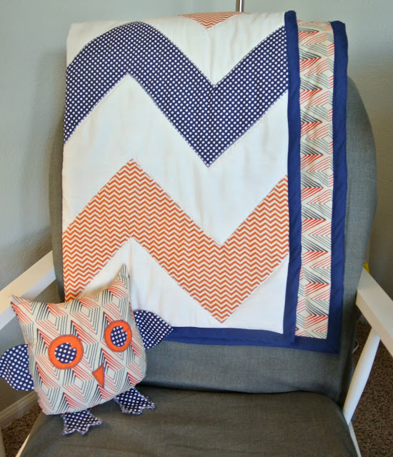 chevron quilt and owl baby nursery