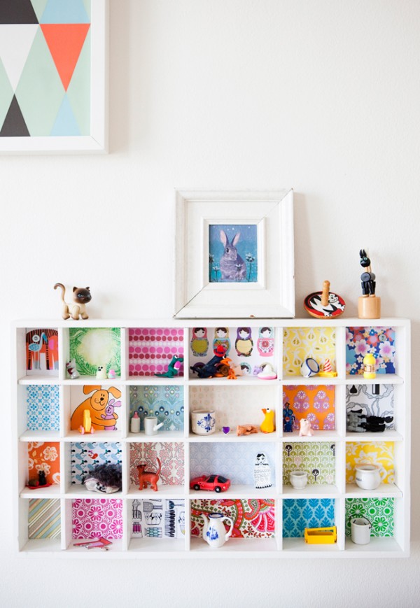 DIY kids room shelving splash of color