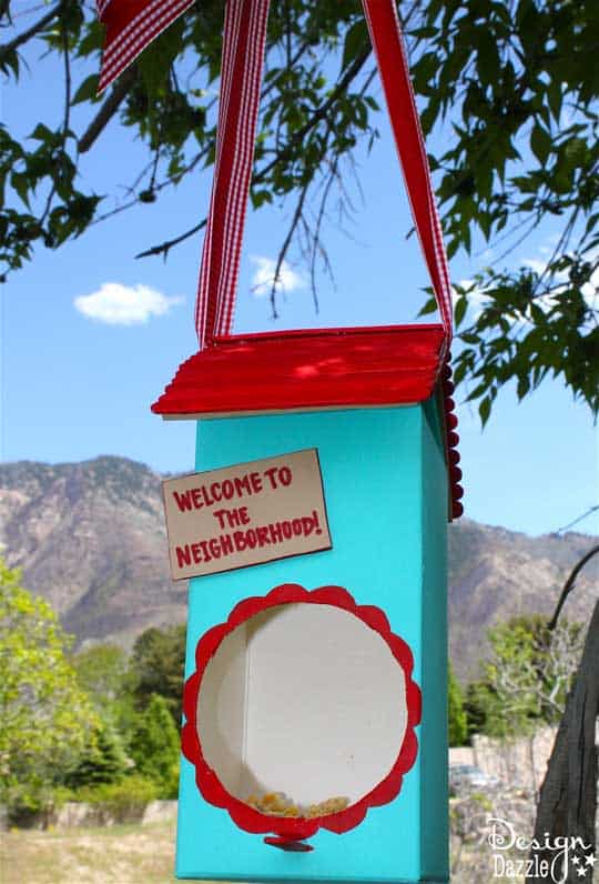 Welcome to the neighborhood birdhouse! Made from recycled containers - Design Dazzle