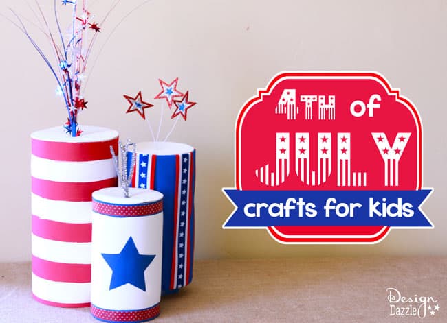 Fourth of July kids crafts made using recyclable containers! Easy craft to make! - Design Dazzle