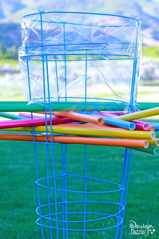 kerplunk game made with tomato cages