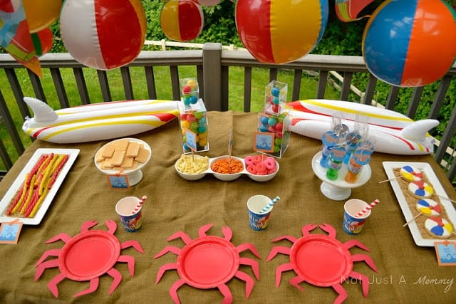 A Day At The Beach playdate party table wide shot