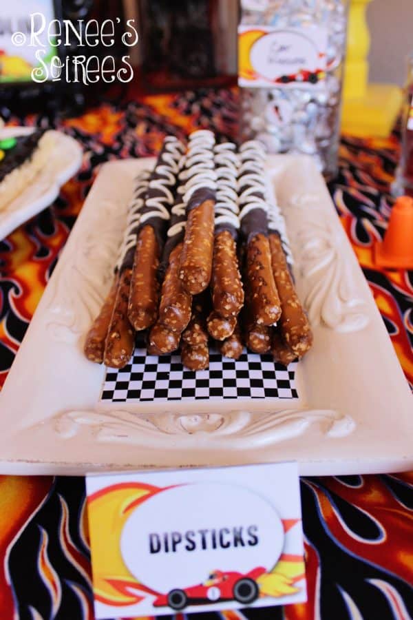 Hot Wheels Racing Car Party pretzel dipsticks