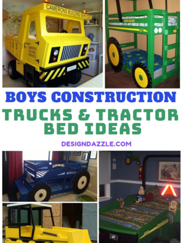 Boys construction trucks tractor bed ideas