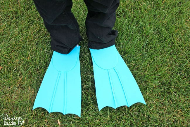 Fins for scuba costume made with craft foam - Design Dazzle