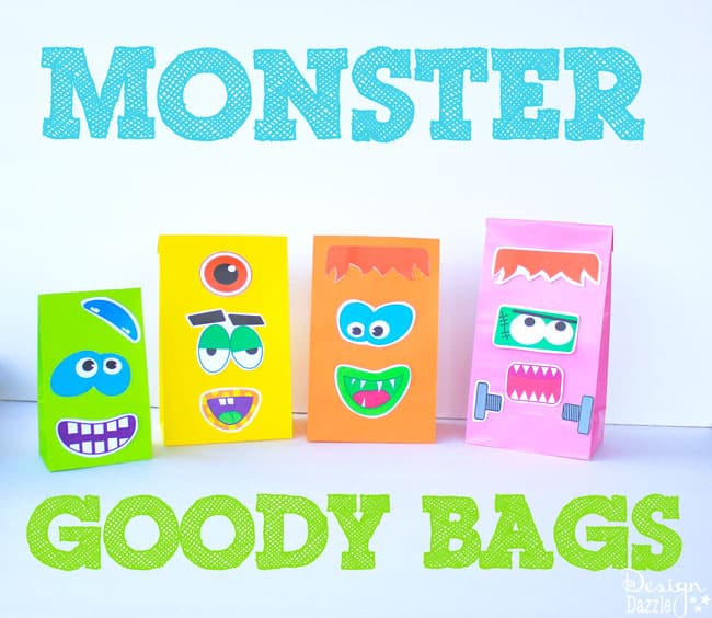 Monster Face Halloween Goody Bags Free Printable - Design Dazzle