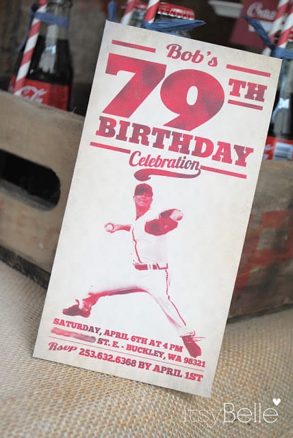 vintage baseball party invite