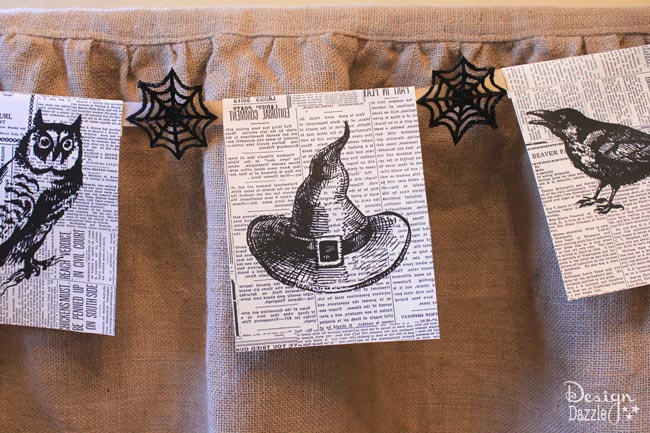 DIY Vintage Halloween Banner | vintage halloween decor | free halloween printables | free printables for halloween | home decor ideas for halloween | DIY halloween decor | halloween decorating tips | halloween decor ideas || Design Dazzle