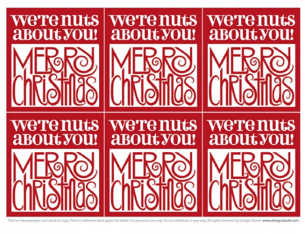 We're Nuts About You Merry Christmas tags - free!! Design Dazzle