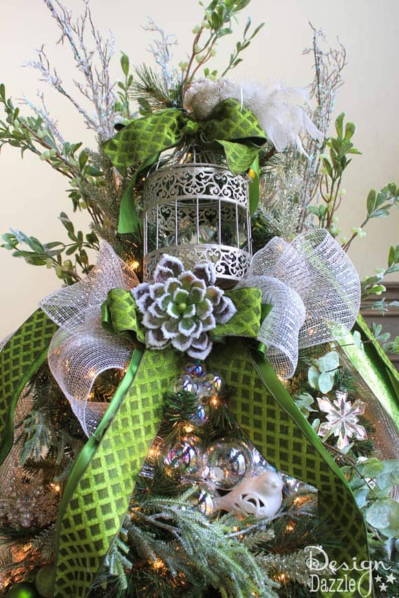 Jeweled Christmas Tree Bird Cage Topper - Design Dazzle