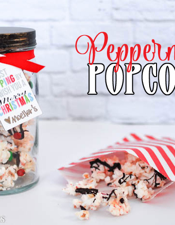 peppermint popcorn in a mason jar