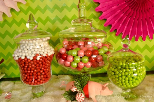 Hoggy Holidays Christmas Party Table candy centerpiece