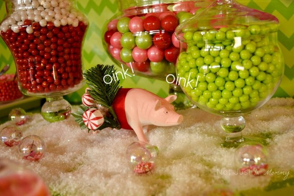 Hoggy Holidays Christmas Party Table pig centerpiece