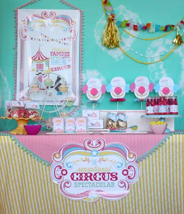 Girls Circus Birthday Party with fabulous decor! Love those colors!