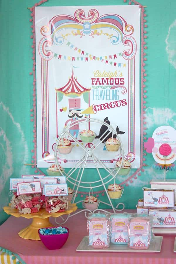 Girls Circus Birthday Party with fabulous decor! Love those colors!