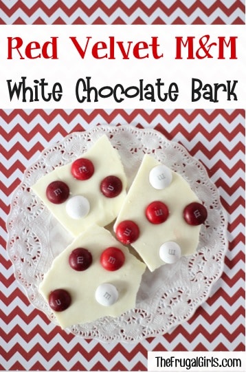 Red Velvet M&M White Chocolate bark